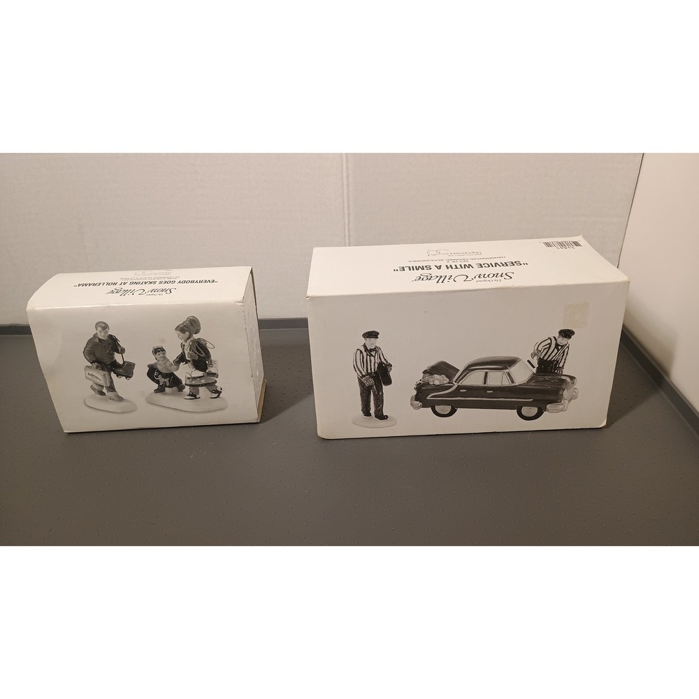 Dept 56 Snow Village Accessories Service With A Smile Skating Red Car Excellent